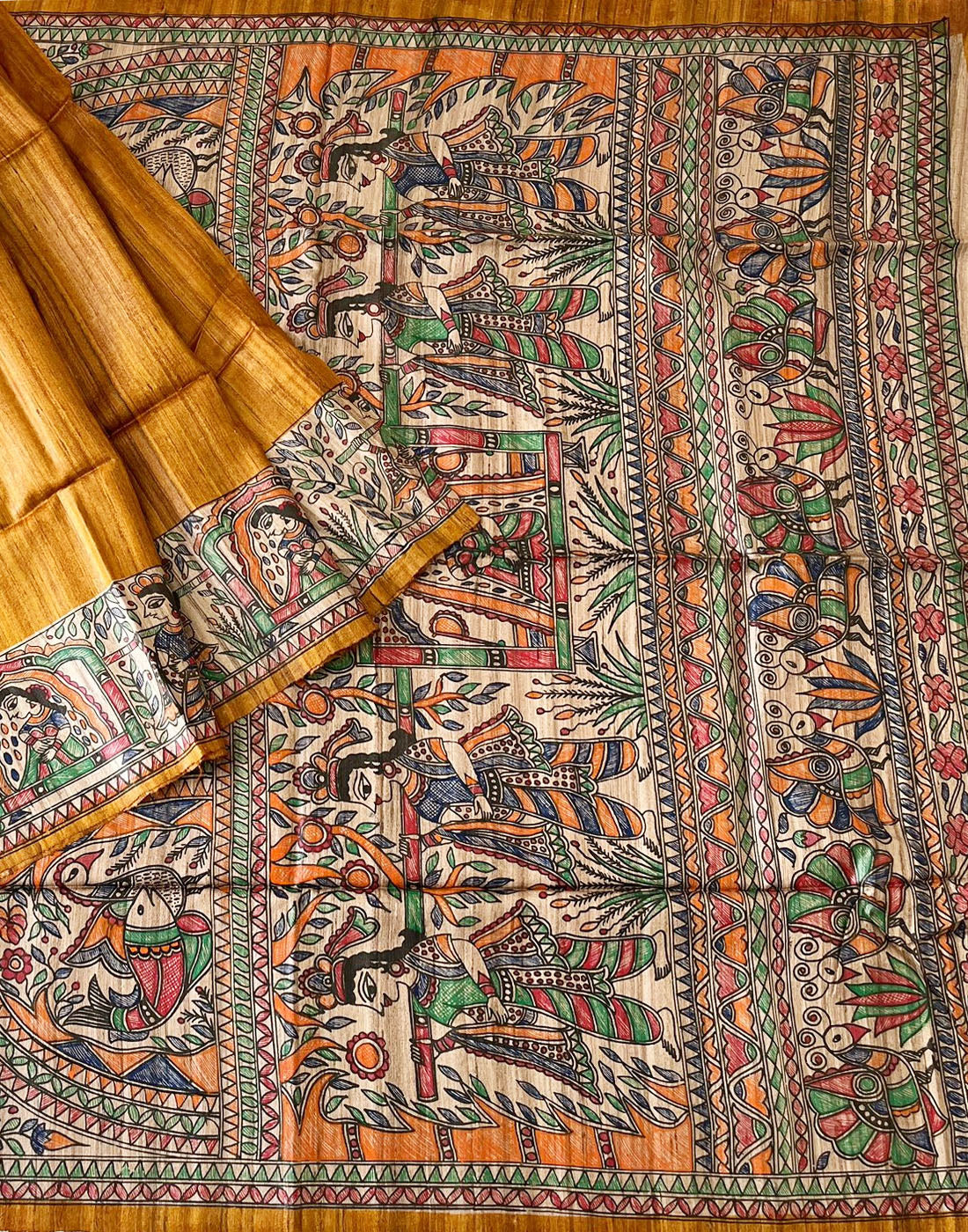 Doli Gudiya Silk Madhubani Painting Saree – MADHUBANI PAINTS BY ASHA JHA