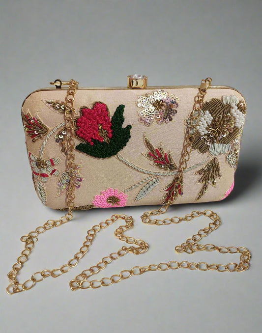 Embellished Baby Pink Clutch | Peepal Clothing