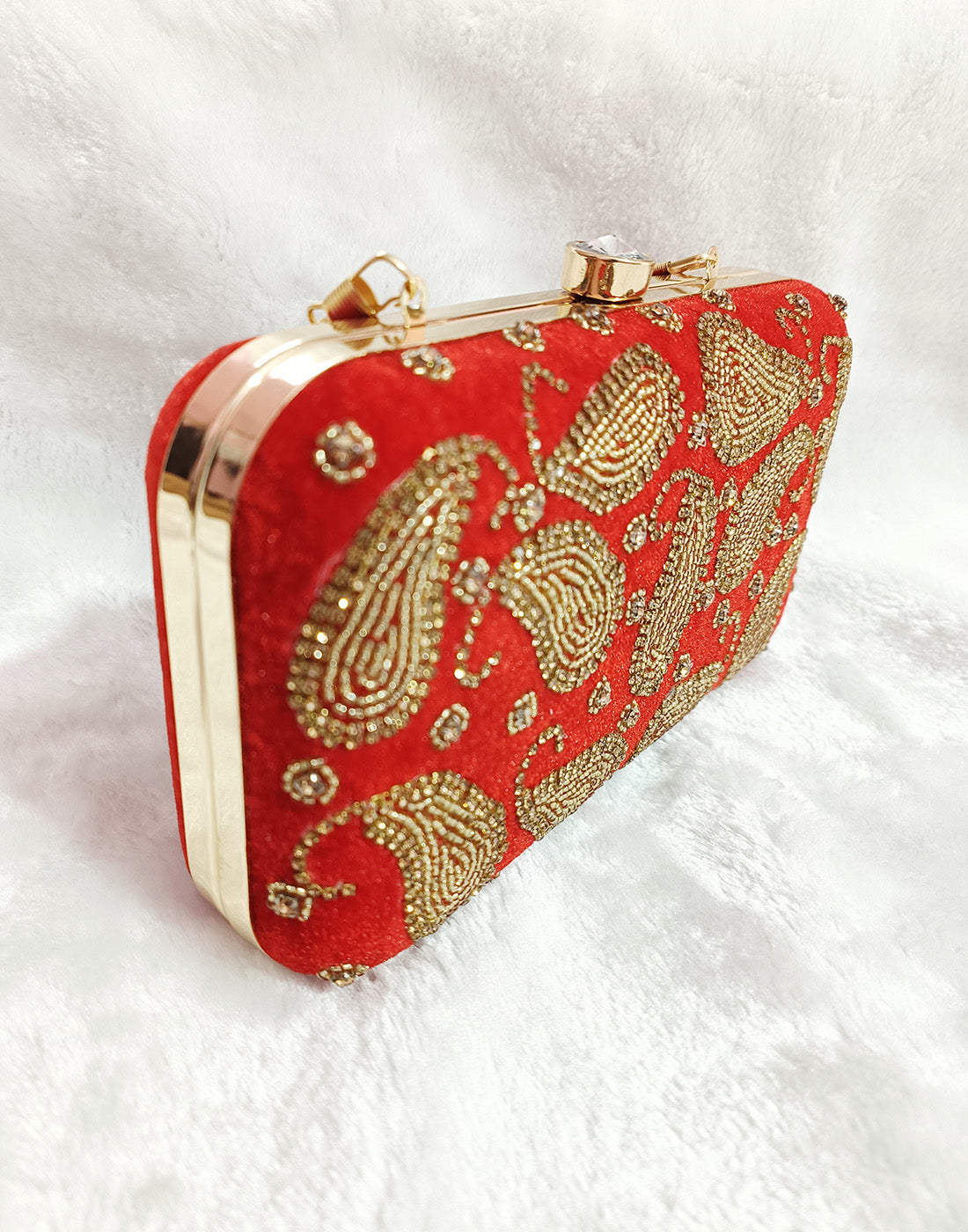 Embellished Red Clutch | Peepal Clothing