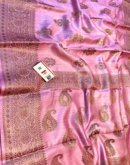 Embroidered Light Purple Munga Silk Saree with Floral Motifs | Peepal Clothing
