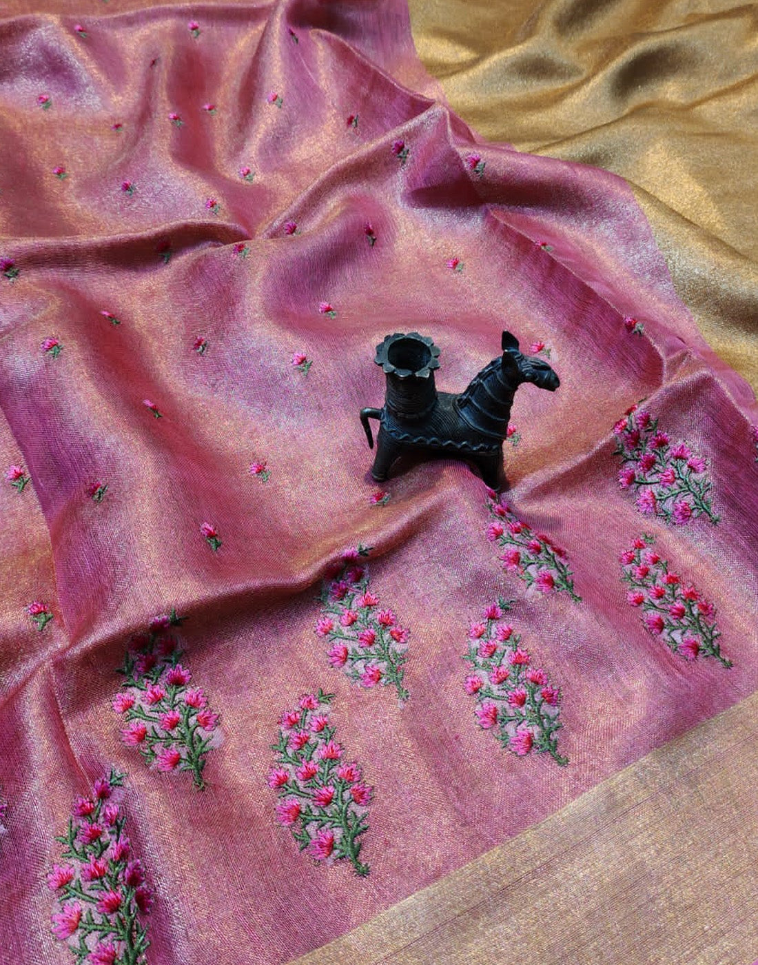 Tissue linen saree | Peepal Clothing