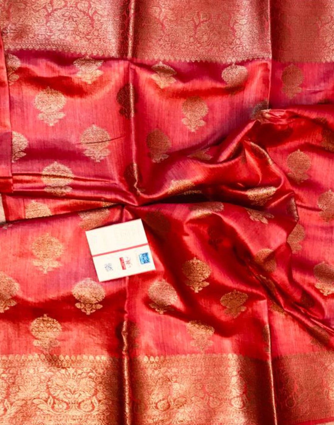 Embroidered Red Munga Silk Saree | Peepal Clothing