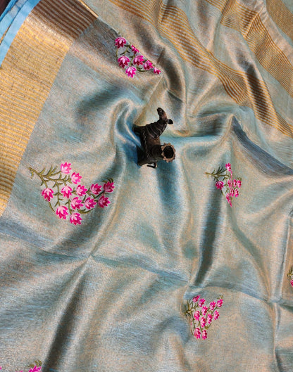Tissue linen saree | Peepal Clothing