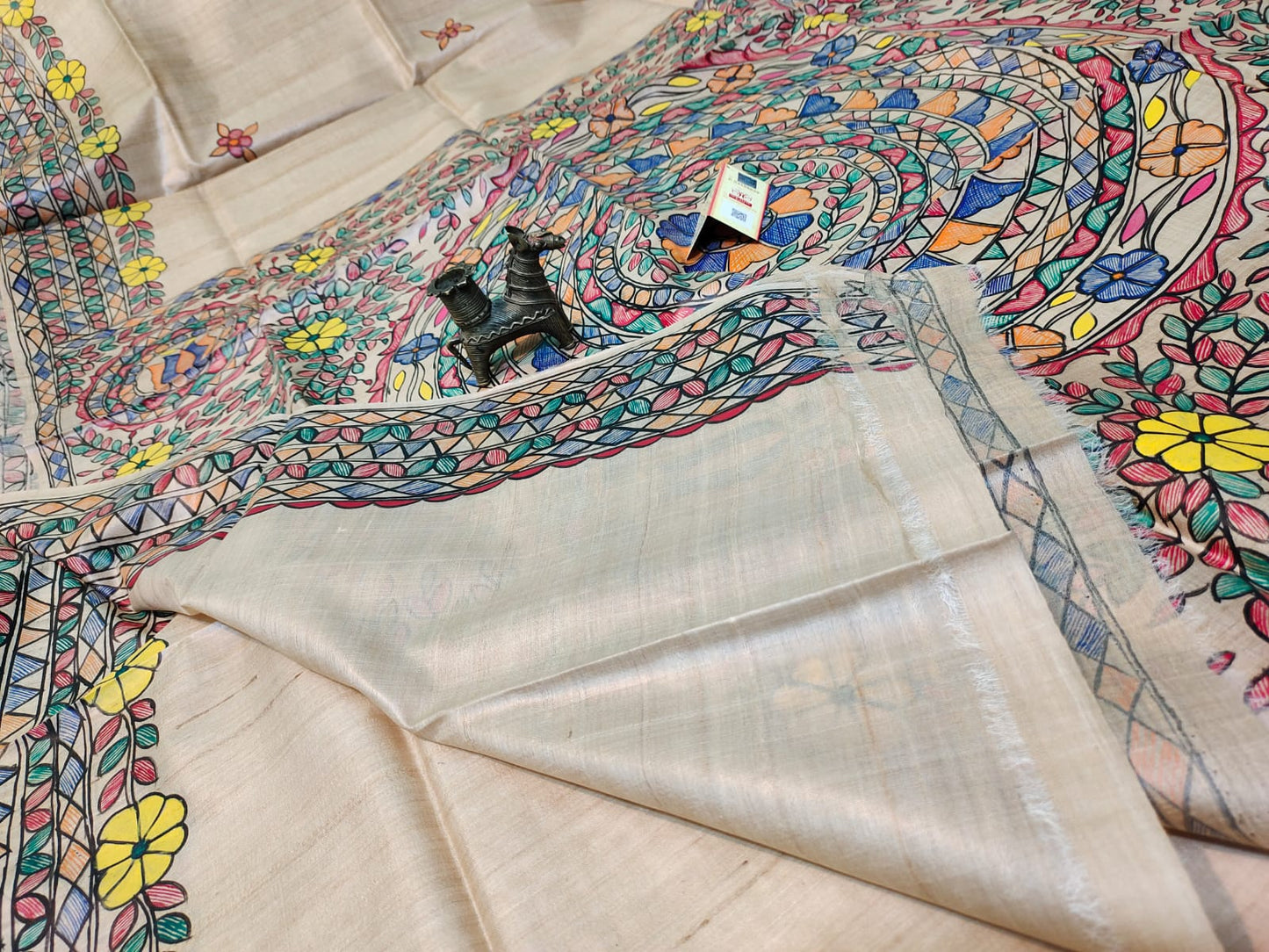 Shop Madhubani Hand Painted Saree Online at www.peepalclothing.com