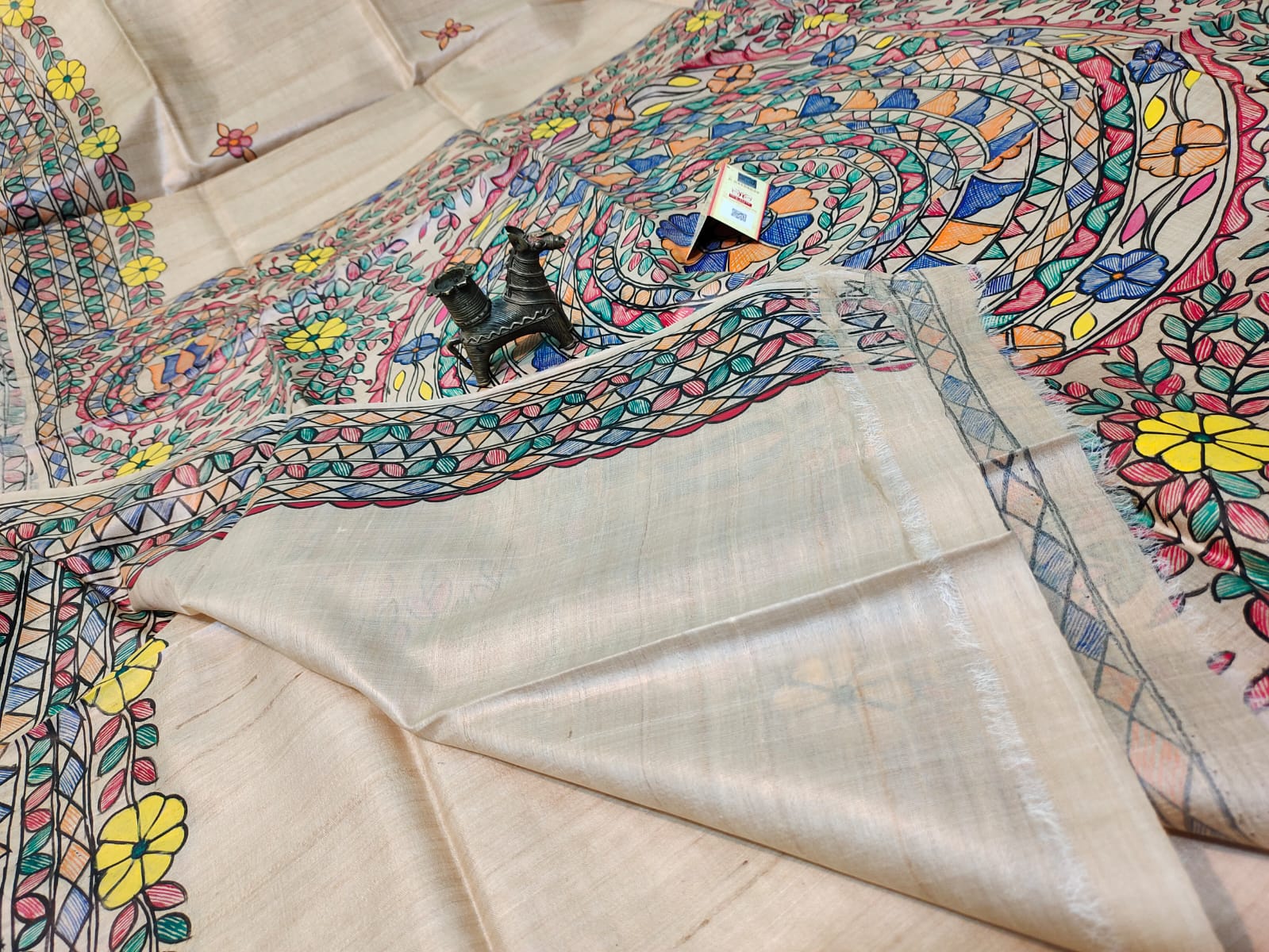 Shop Madhubani Hand Painted Saree Online at www.peepalclothing.com
