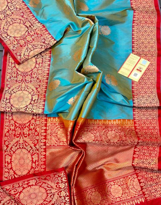 Glory Pure Katan Silk Saree Featuring Weaved Buta | Peepal Clothing