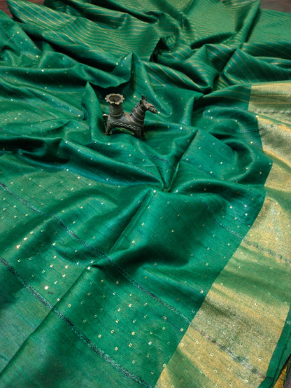 Green Kota Kota Viscose Saree | Peepal Clothing