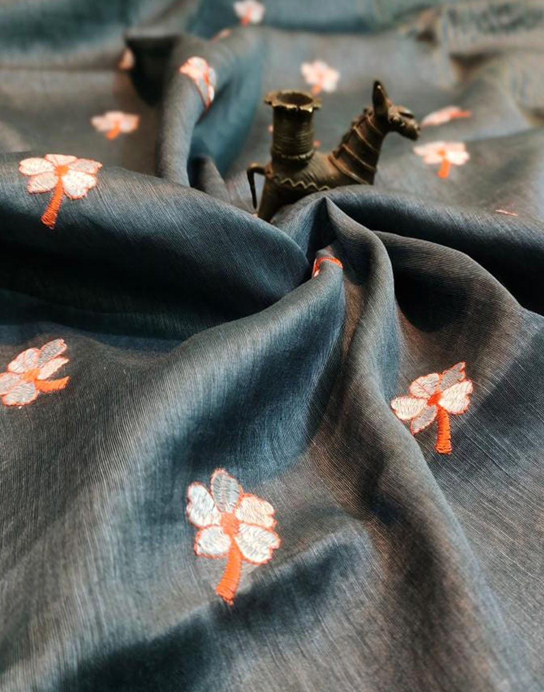 Silk Linen Saree | Peepal Clothing