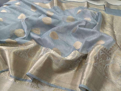 Silk linen Saree www.peepalclothing.com