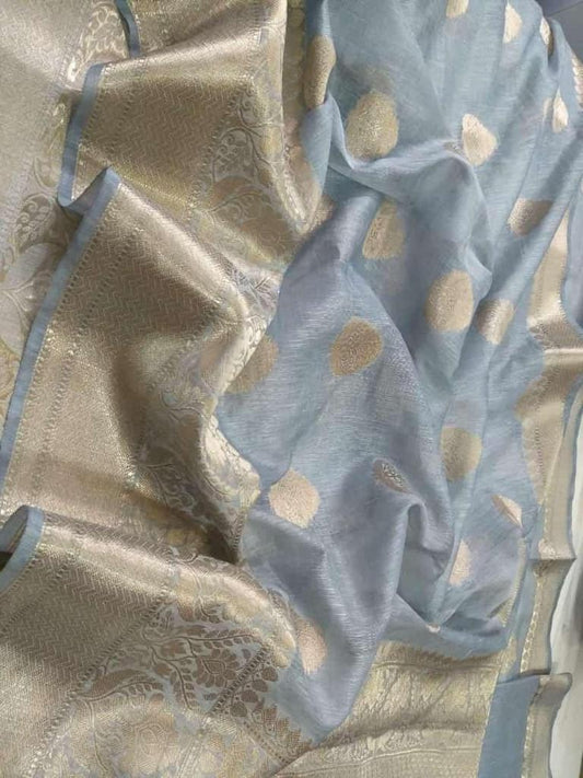 Silk linen Saree www.peepalclothing.com