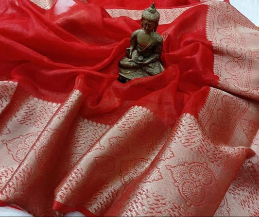 Silk linen Saree www.peepalclothing.com
