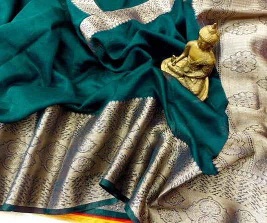 Silk linen Saree www.peepalclothing.com
