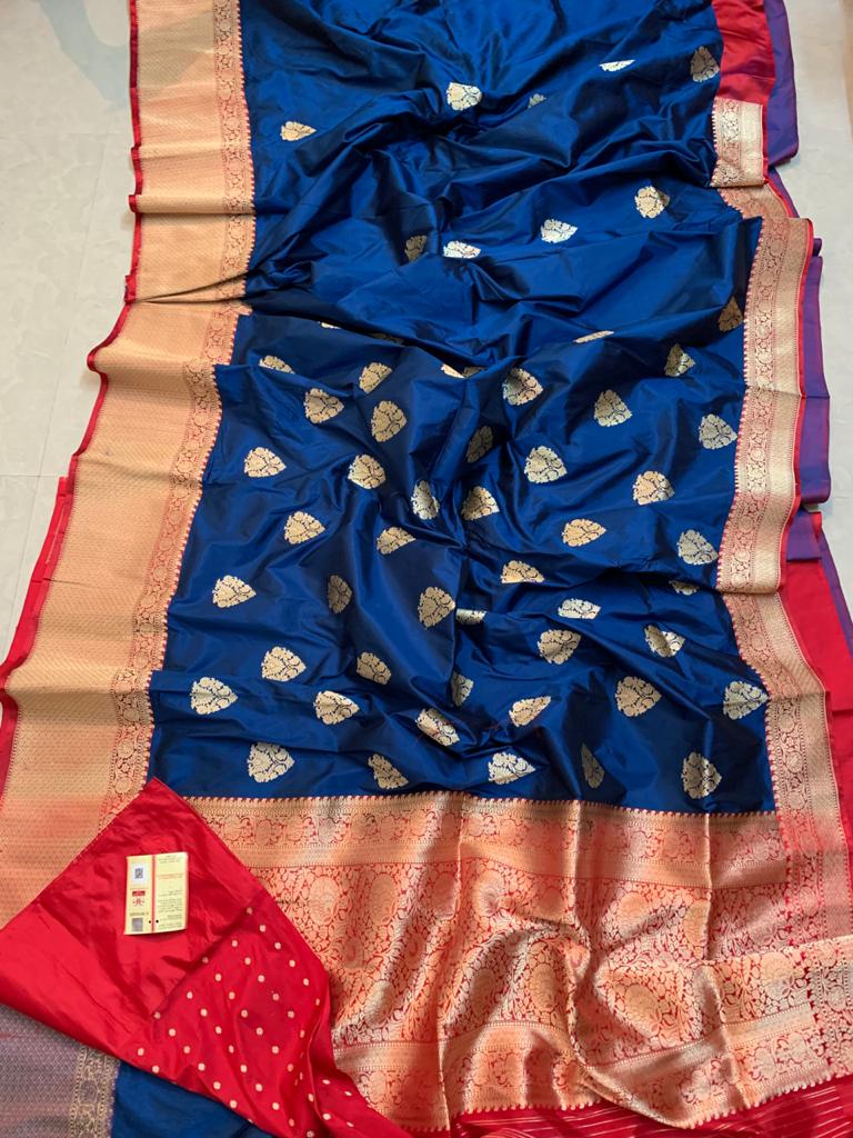 Blue Katan Banarasi Silk Saree | Peepal Clothing