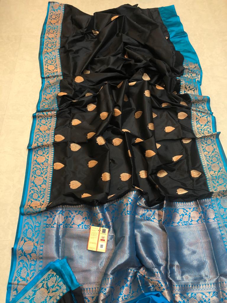 Black Katan Banarasi Silk Saree | Peepal Clothing