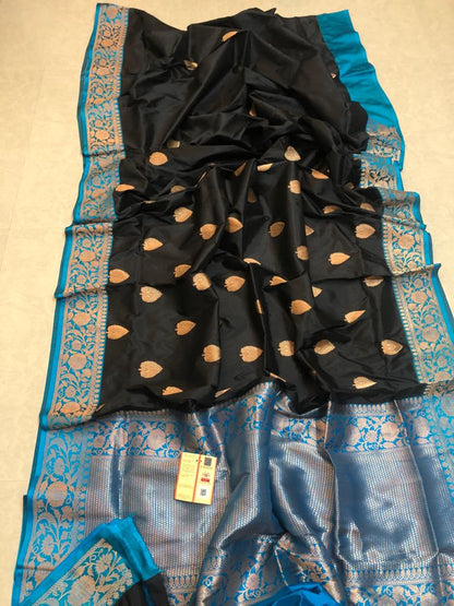 Black Katan Banarasi Silk Saree | Peepal Clothing