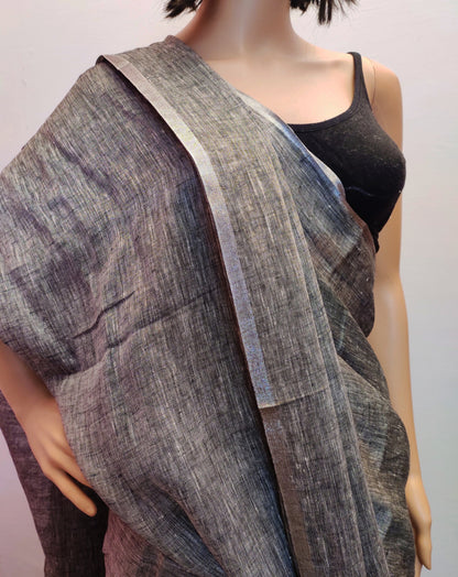 Handloom Linen Saree | Peepal Clothing