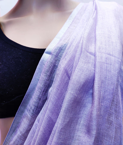 Light Purple Handloom Pure Linen Saree | Peepal Clothing