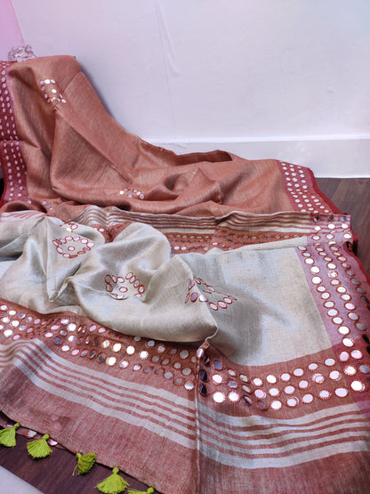 Pure Linen Saree : www.peepalclothing.com