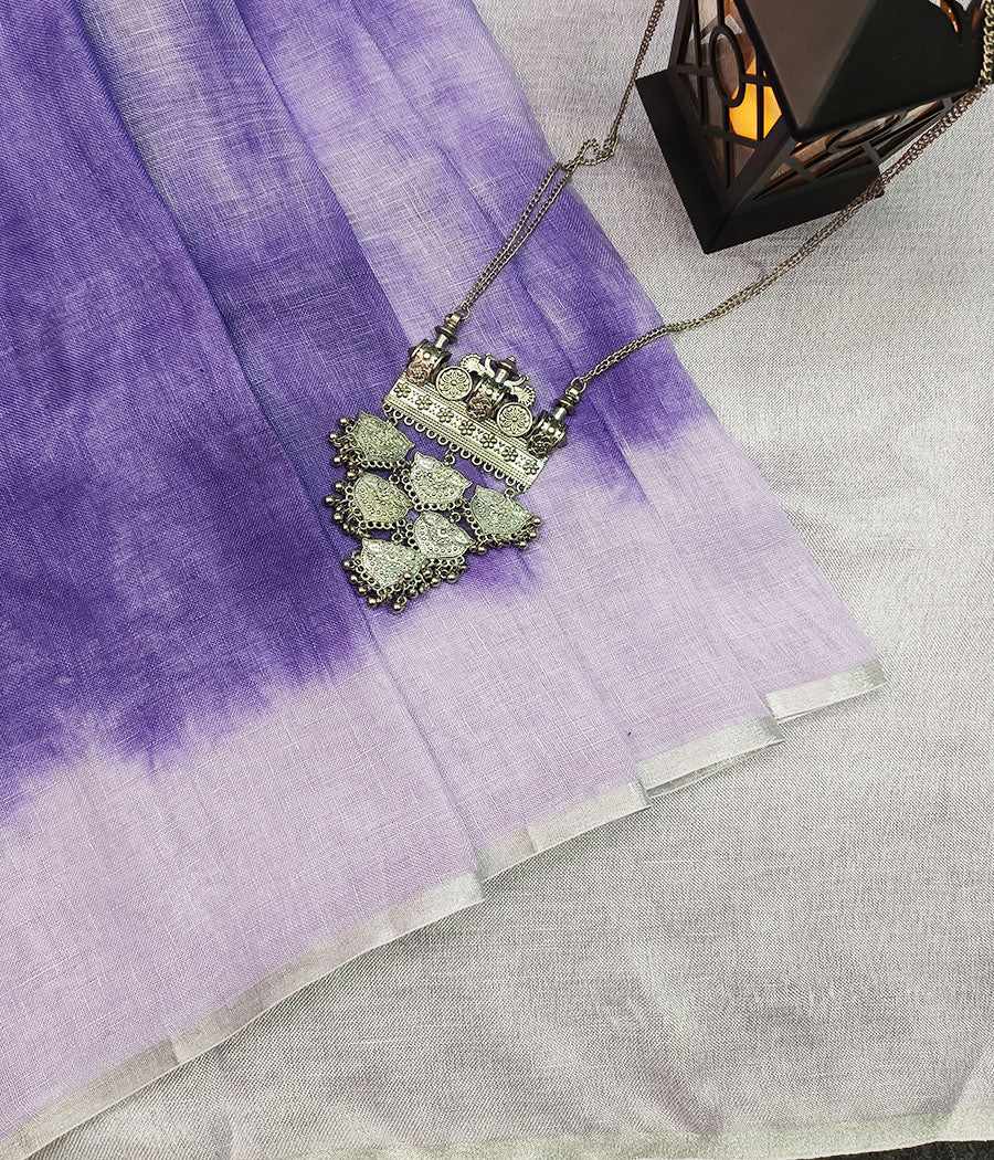 Indigo Tie & Dye Pure Linen Saree | Peepal Clothing