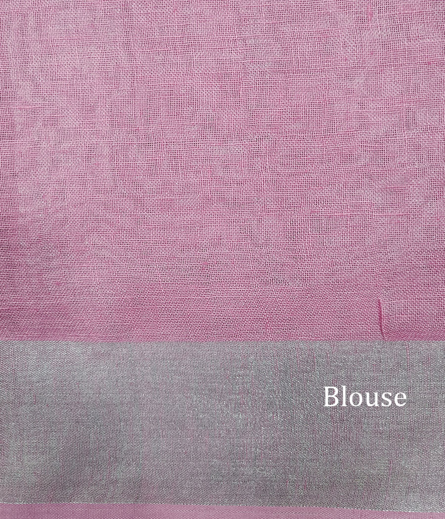 Light Pink Pure Linen Saree | Peepal Clothing