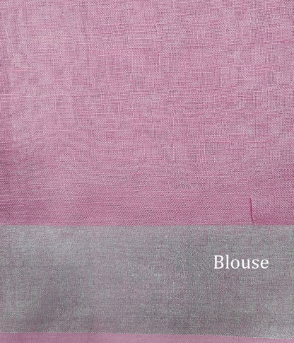 Light Pink Pure Linen Saree | Peepal Clothing