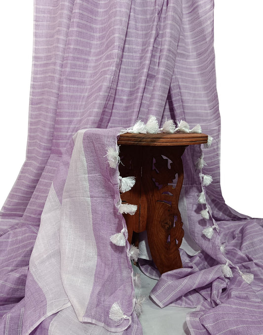 Purple Cotton Saree | Peepal Clothing
