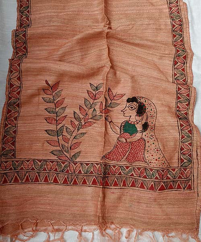 Madhubani Painted Silk Stole | Peepal Clothing