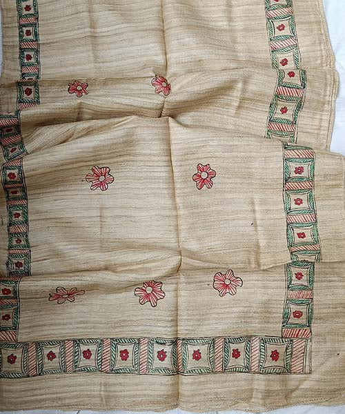 Madhubani Painted Silk Stole | Peepal Clothing