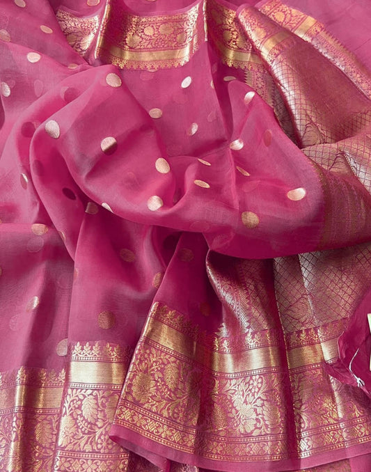 Magenta Kora Silk Organza Saree | Peepal Clothing