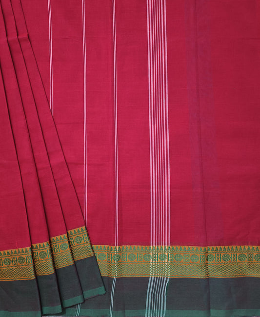 Maroon Chettinad Cotton Saree | Peepal Clothing