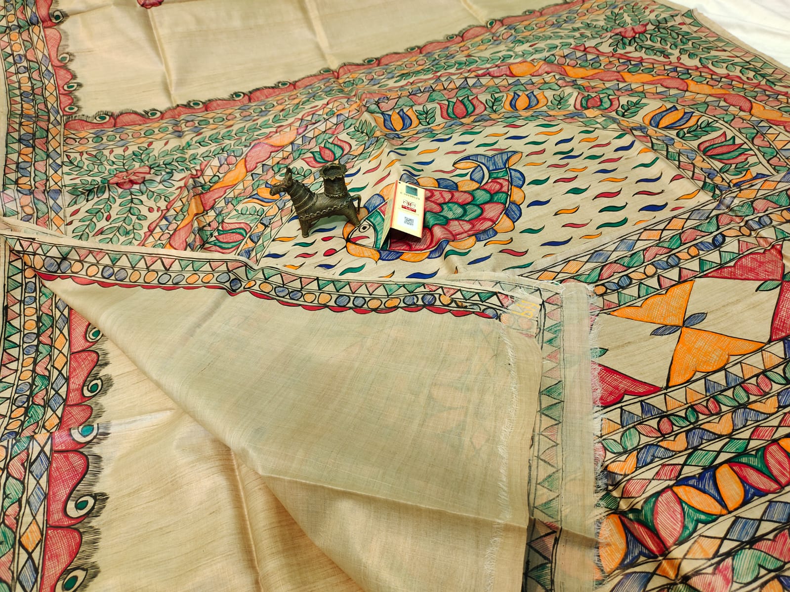 Shop Madhubani Hand Painted Saree Online at www.peepalclothing.com