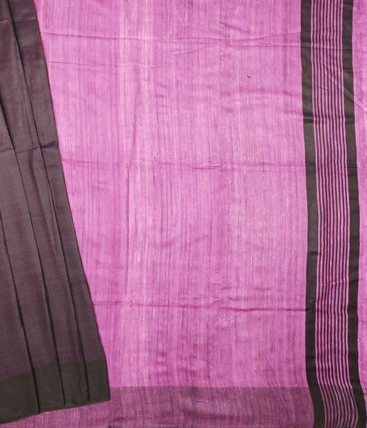 Magenta Korean Tussar Ghicha Silk Saree | Peepal Clothing