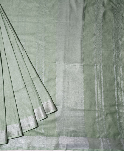 Mint Green Pure Linen Saree | Peepal Clothing