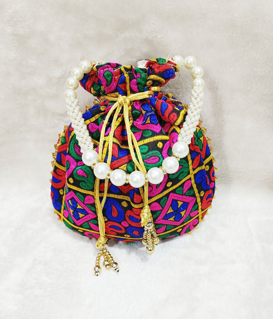 Multi Color Embroidered Potli | Peepal Clothing