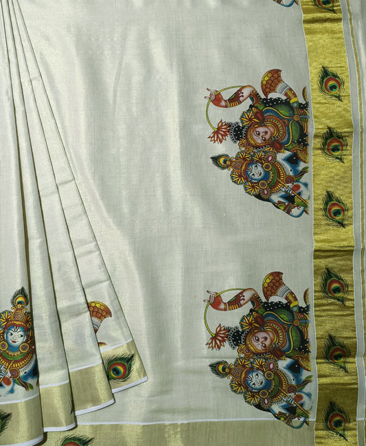 Mural Printed Tissue Saree | Peepal Clothing