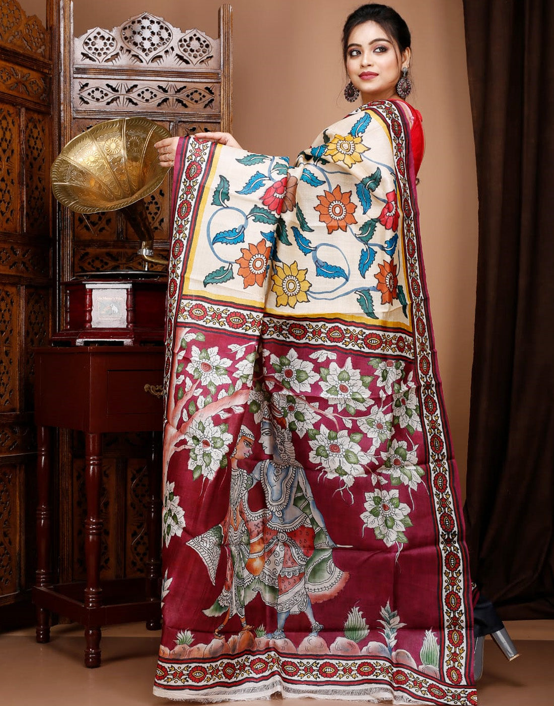Kalamkari Silk Saree| Peepal Clothing