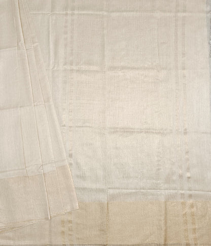 Off White Plain Munga Silk Saree | Peepal Clothing