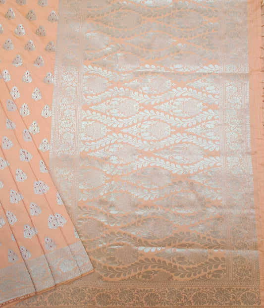 Orange Banarasi Semi Silk Saree | Peepal Clothing