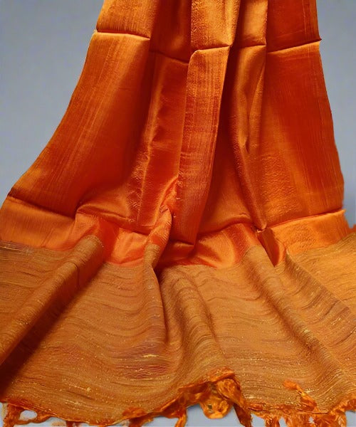 Orange Banarasi Silk Dupatta | Peepal Clothing