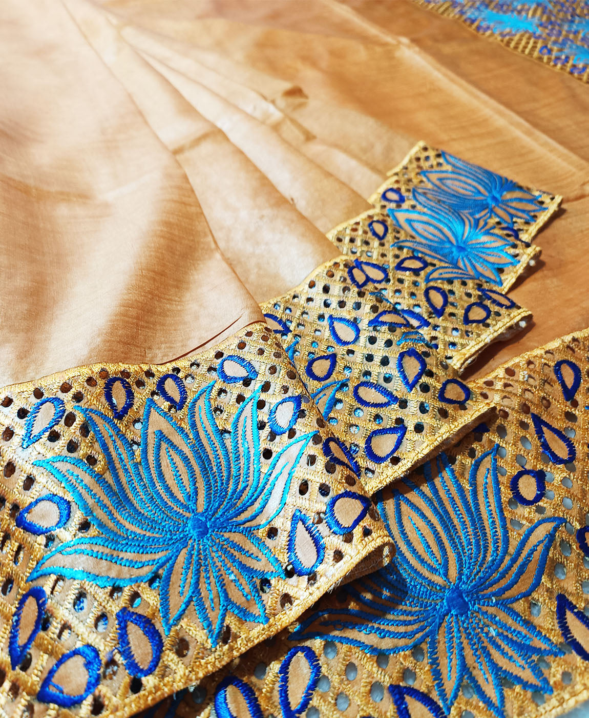 Hand Cutwork Silk Saree | Peepal Clothing