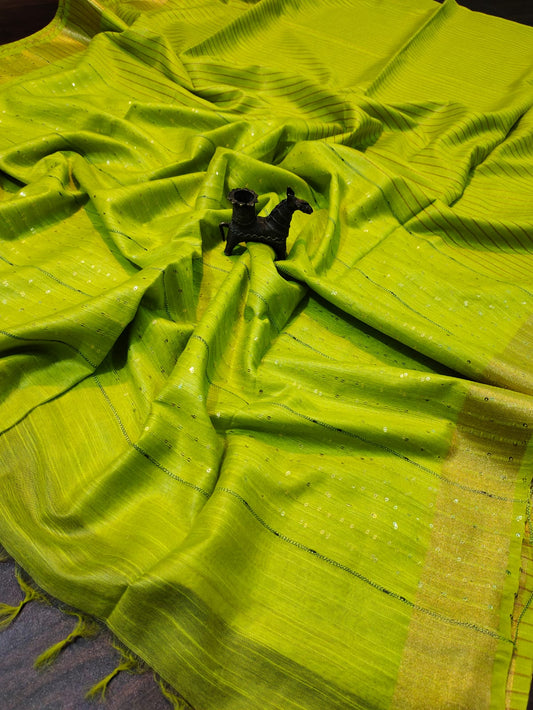 Parrot Green Kota Viscose Saree | Peepal Clothing
