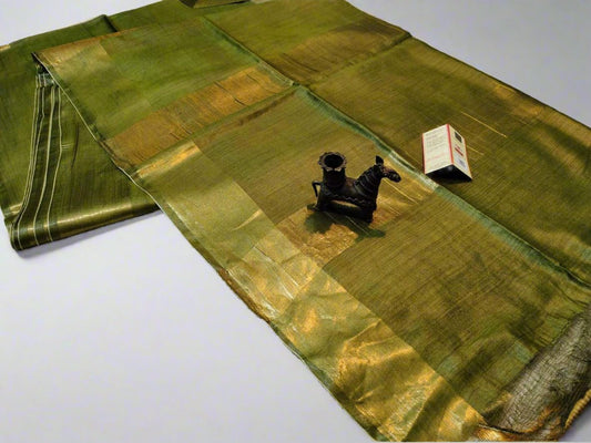 Buy Pasta Green Munga Zari Border Saris