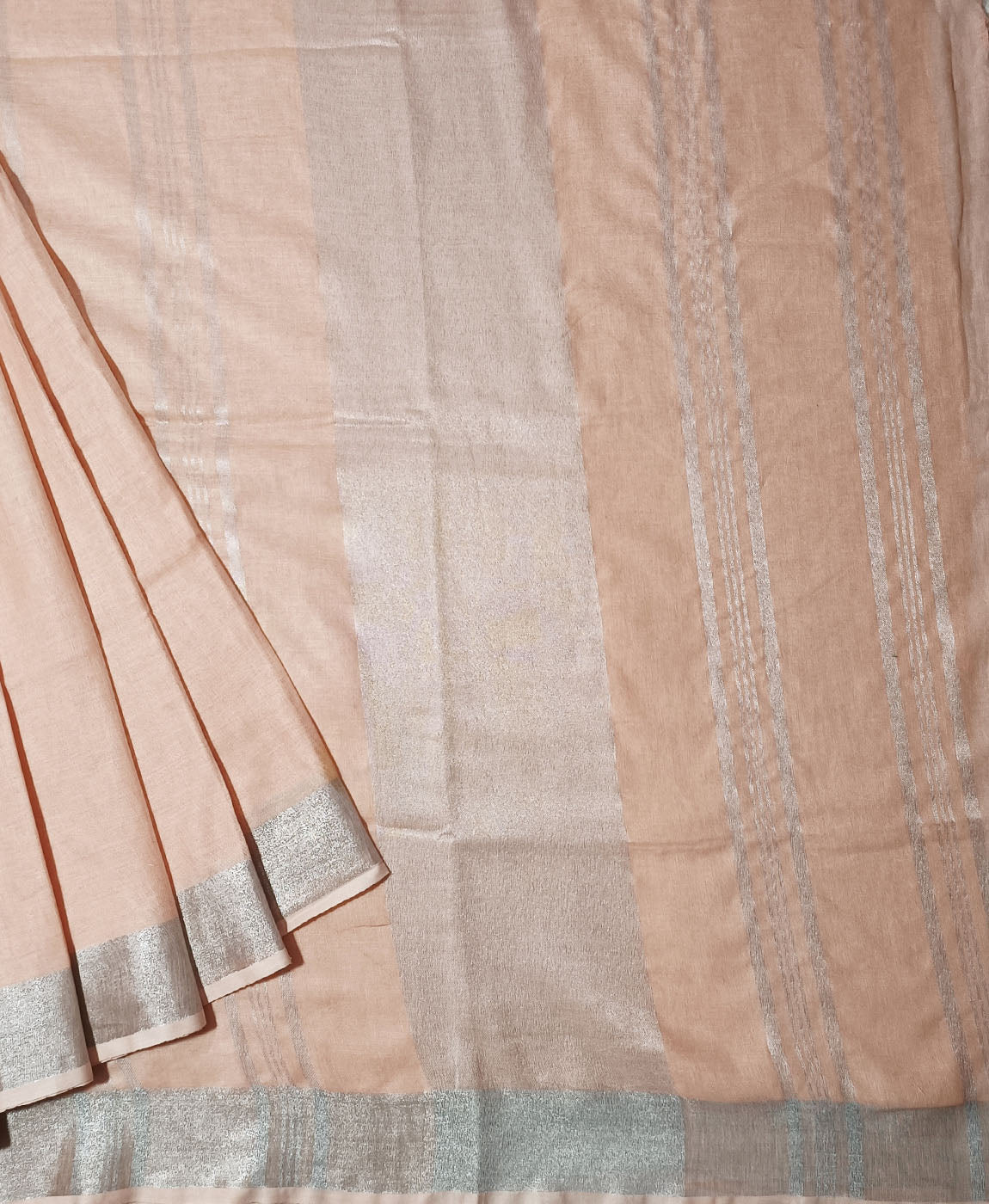 Peach Pure Linen Saree | Peepal Clothing