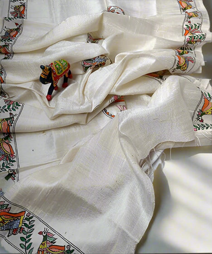 Madhubani Hand Painted Silk Stole | Peepal Clothing