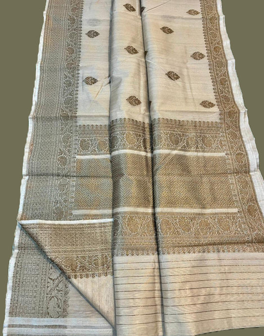 Peony Pure Tussar Banarasi Silk Saree | Peepal Clothing