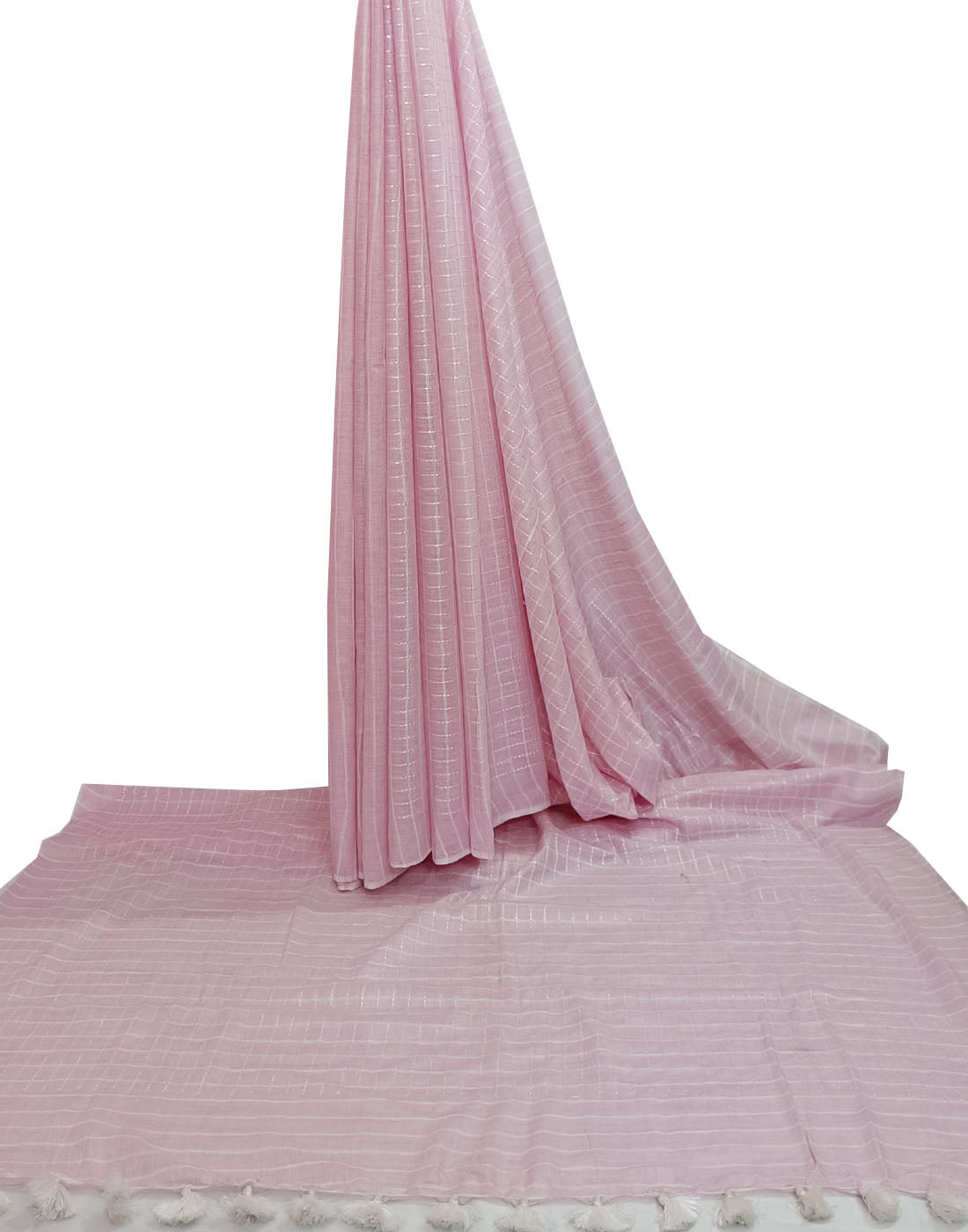 Pink Embroidered Cotton Slub Saree | Peepal Clothing