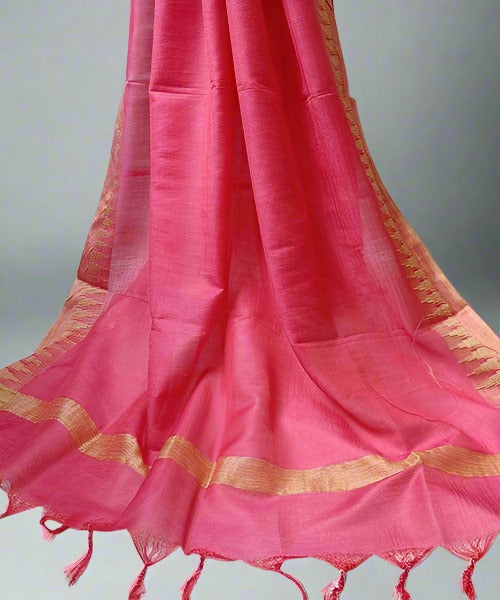 Pink Katan Silk Viscose Dupatta | Peepal Clothing