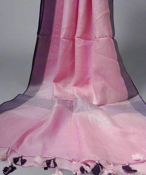 Pink Linen Dupatta | Peepal Clothing
