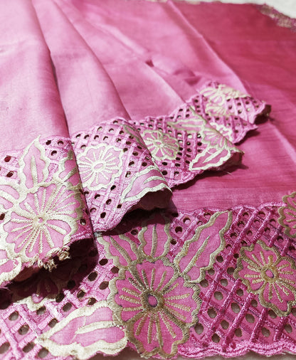 Hand Cutwork Silk Saree | Peepal Clothing