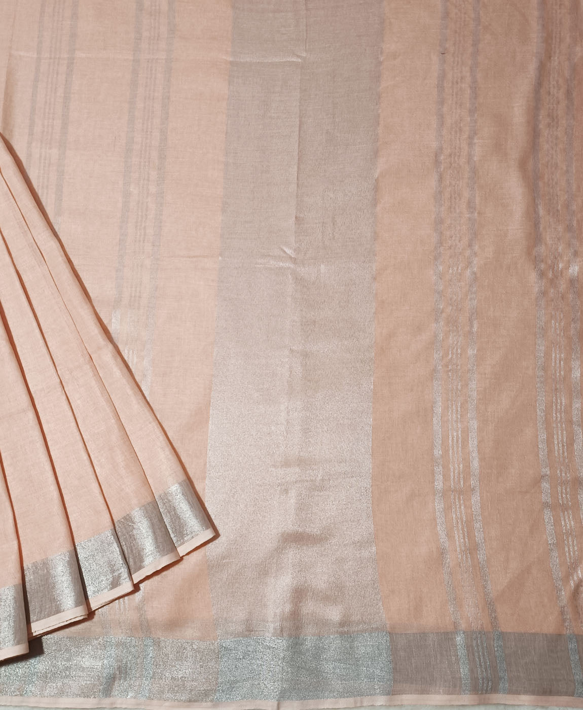 Pure Peach Linen Saree | Peepal Clothing